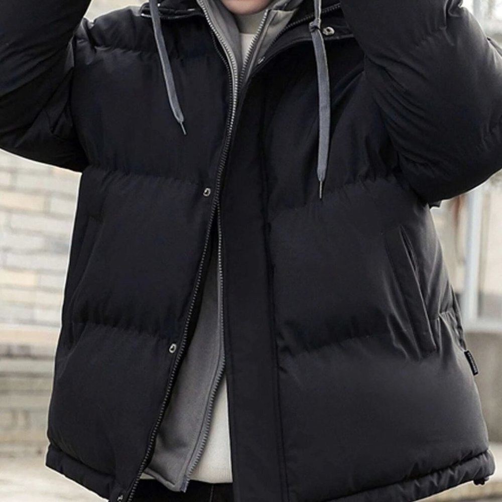 Casual Black Oversized Men's 2 In 1 Puffer Winter Coat
